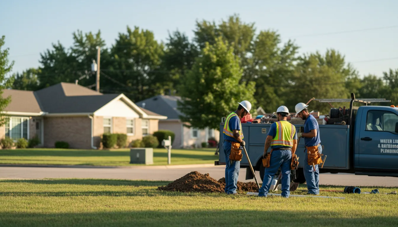 Residential water line and bathroom plumbing service in Kemp, TX